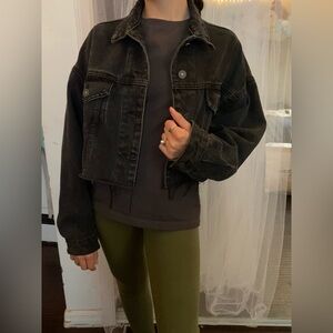 Black cropped jean jacket